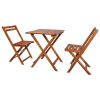 Bistro Set Warm Natural Brown Solid Acacia wood Small Foldable