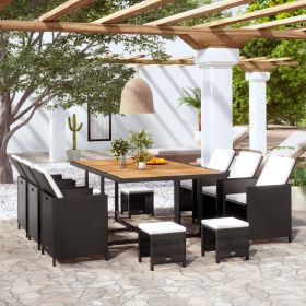 Outdoor Furniture Set Black and Cream White