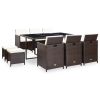 Outdoor Furniture Set Brown Poly Rattan Large Removable Covers