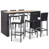 Garden Bar Set Black (Rattan), Cream (Cushions)