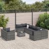 Patio Sofa Set Set of 9 Grey PE rattan, Powder-coated steel Large
