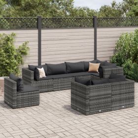 Patio Lounge Set Set of 8 Grey PE rattan 8 Piece Modular