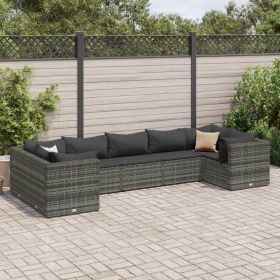 Patio Lounge Set Gray, Anthracite PE rattan, powder-coated steel