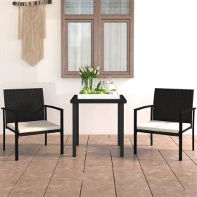 Dining Set Black Table and Chairs, Cream Cushions
