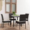 Dining Set Black, Cream Poly rattan, powder-coated steel, glass
