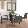 Dining Set Grey Poly rattan 5 Piece Set Light Weight Dining Set