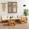 Garden Lounge Set Cream Solid acacia wood with an oil finish