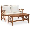 Garden Lounge Set Cream white, Natural wood finish