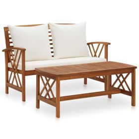 Garden Lounge Set Cream white, Natural wood finish
