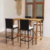 Garden Bar Set Black Solid Acacia wood Medium Durable