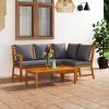 Garden Lounge Set Dark grey, Wood Solid Acacia wood, Polyester
