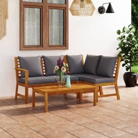Garden Lounge Set Dark grey, Wood Solid Acacia wood, Polyester