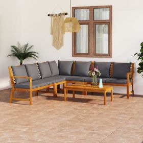 Garden Lounge Set Dark grey Solid acacia wood Medium Modular