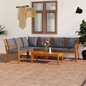 Garden Lounge Set Dark grey Solid acacia wood, Polyester Medium