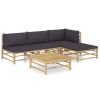Garden Lounge Set Dark Grey, Bamboo Bamboo, Fabric (100% polyester)