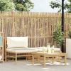 Garden Lounge Set Cream White Bamboo, fabric (100% polyester)