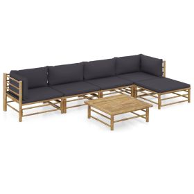 Garden Lounge Set Dark Grey Bamboo Medium Modular