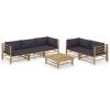 Garden Lounge Set Bamboo Set of 6 Removable Covers Outdoor Lounge