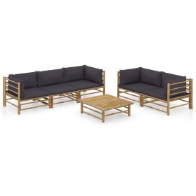 Garden Lounge Set Bamboo Set of 6 Removable Covers Outdoor Lounge