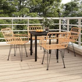 Garden Dining Set Black Poly Rattan Standard Durable