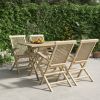 Garden Dining Set Grey Solid teak wood 5-piece set Foldable