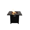 30" Powder-Coated Metal Fire Pit with Smoked Glass Lid