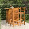 Garden Bar Set Natural Wood Solid Acacia Wood Compact Footrest