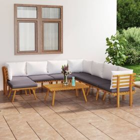 Garden Lounge Set Dark grey Solid acacia wood Large Modular
