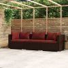 3-Seater Sofa Brown PE rattan, powder-coated steel 3-seater