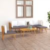 Garden Lounge Set Dark grey Solid acacia wood