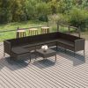 Garden Lounge Set Grey PE rattan, powder-coated steel, polyester