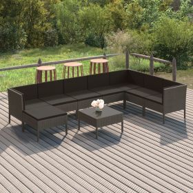 Garden Lounge Set Grey PE rattan, powder-coated steel, polyester
