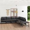 Garden Lounge Set Gray Poly Rattan 7 Piece Set Modular