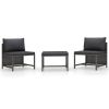 Garden Sofa Set Gray PE rattan, steel Compact Modular