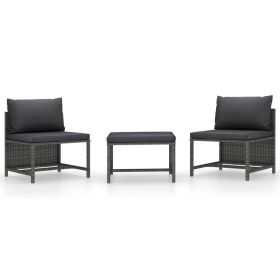 Garden Sofa Set Gray PE rattan, steel Compact Modular