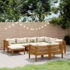 Garden Lounge Set Cream cushions with natural wood finish