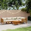 Garden Lounge Set Cream, Acacia wood Solid Acacia wood, fabric