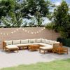 Garden Lounge Set Cream Solid acacia wood, 100% polyester fabric