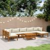 Garden Lounge Set Cream Solid Acacia wood Large Modular