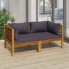 Garden Lounge Set Dark grey, Natural wood