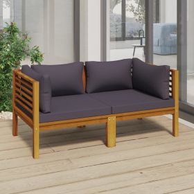 Garden Lounge Set Dark grey, Natural wood
