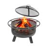 24 Inch Wood Burning Fire Pit with Mesh Screen for Outdoor