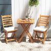 Outdoor Wood Bistro Set with Soft Seat Cushions and Table