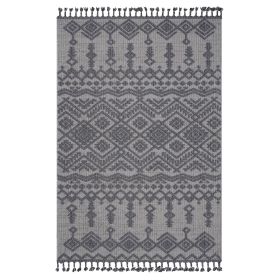 6X9 White/Gray /Traditional Indoor/Outdoor Area Rug