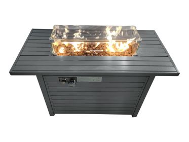 11'' H x 42'' L Steel Propane Outdoor Fire Pit Table with Lid