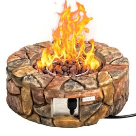 Fire Pit Table 40,000 BTU Stone Gas Fire Stove Pit for Outdoor Patio