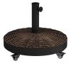 20.5" Round Parasol Base Resin Patio Umbrella Base Garden Parasol Holder Outdoor Offset Weight Stand with Wheels Bronze
