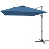 8'x8' Square Patio Hanging Offset Umbrella, Outdoor Cantilever Parasol w/ Cross Base, Navy Blue