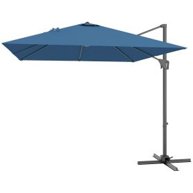 8'x8' Square Patio Hanging Offset Umbrella, Outdoor Cantilever Parasol w/ Cross Base, Navy Blue