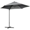 8.5FT Outdoor Cantilever Roma Parasol with 360° Rotation and Cross Base, Offset Patio Umbrella for Garden, Dark Grey